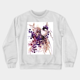 Chickadee and Fall Berries Crewneck Sweatshirt